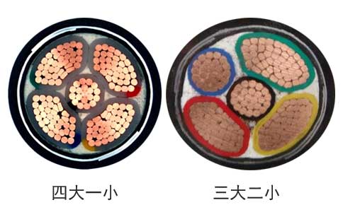 五芯电缆分四大一小和三大二结构图